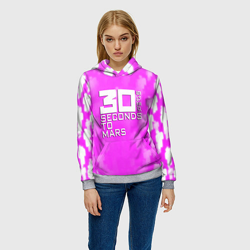 Женская толстовка 30 seconds to mars pink / 3D-Меланж – фото 3