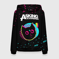Толстовка-худи женская Asking Alexandria - rock star cat, цвет: 3D-черный