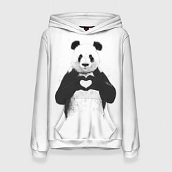 Толстовка-худи женская Panda love, цвет: 3D-белый