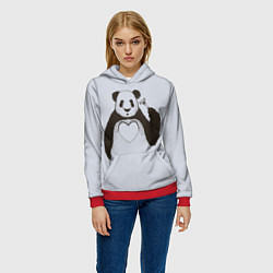 Толстовка-худи женская Panda love art, цвет: 3D-красный — фото 2