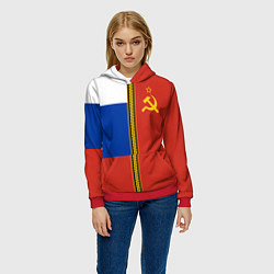 Толстовка-худи женская Россия и СССР, цвет: 3D-красный — фото 2
