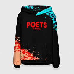 Толстовка-худи женская Poets of the fall краски брызги, цвет: 3D-черный