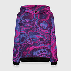 Толстовка-худи женская Абстрактный разноцветный узор, цвет: 3D-черный