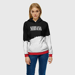 Толстовка-худи женская Nirvana текстура, цвет: 3D-красный — фото 2