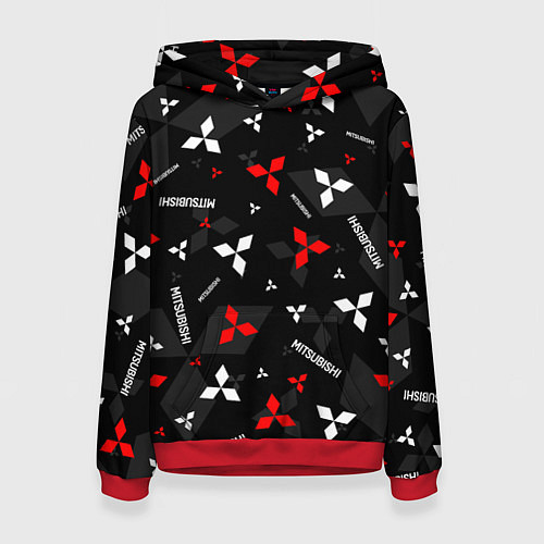 Женская толстовка Mitsubishi - logo pattern / 3D-Красный – фото 1