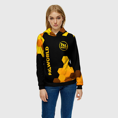 Женская толстовка Palworld - gold gradient вертикально / 3D-Черный – фото 3
