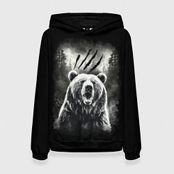 Толстовка-худи женская Большой бурый медведь, цвет: 3D-черный