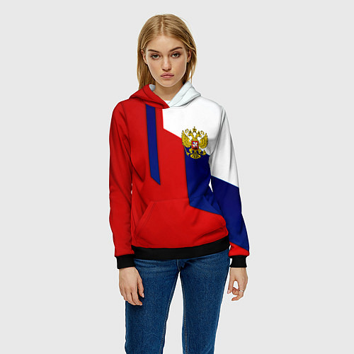 Женская толстовка Спортивная текстура герб России / 3D-Черный – фото 3