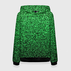 Толстовка-худи женская Мелкая мозаика зелёный градиент, цвет: 3D-черный