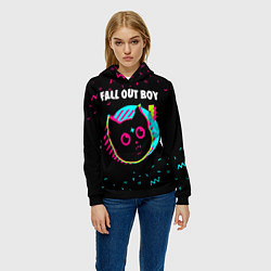 Толстовка-худи женская Fall Out Boy - rock star cat, цвет: 3D-черный — фото 2