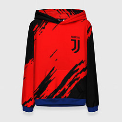 Толстовка-худи женская Juventus краски спорт фк, цвет: 3D-синий