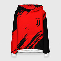 Толстовка-худи женская Juventus краски спорт фк, цвет: 3D-белый