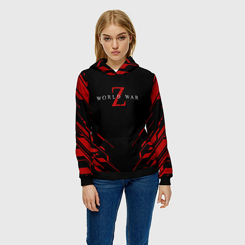 Женская толстовка World war z текстура геометрия / 3D-Черный – фото 3