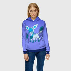 Толстовка-худи женская Glaceon Pokemon, цвет: 3D-синий — фото 2