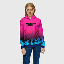 Толстовка-худи женская Fortnite текстура броня, цвет: 3D-синий — фото 2