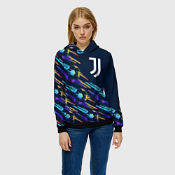 Толстовка-худи женская Juventus градиентные мячи, цвет: 3D-черный — фото 2
