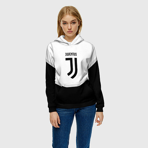 Женская толстовка Juventus black geometry sport / 3D-Черный – фото 3