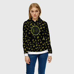 Толстовка-худи женская Twenty one pilots pattern rock yellow, цвет: 3D-белый — фото 2