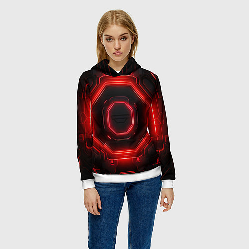 Женская толстовка Nvidia style black and red neon / 3D-Белый – фото 3