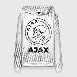 Толстовка-худи женская Ajax с потертостями на светлом фоне, цвет: 3D-белый