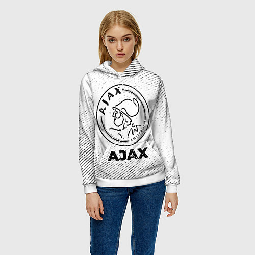 Женская толстовка Ajax с потертостями на светлом фоне / 3D-Белый – фото 3