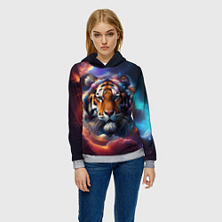 Толстовка-худи женская Космический лев, цвет: 3D-меланж — фото 2
