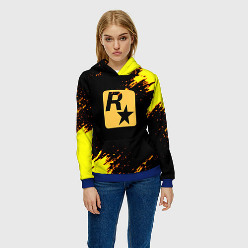 Женская толстовка Рокстар текстура краски / 3D-Синий – фото 3