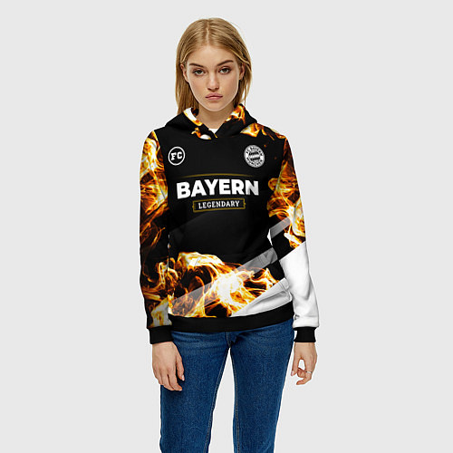 Женская толстовка Bayern legendary sport fire / 3D-Черный – фото 3