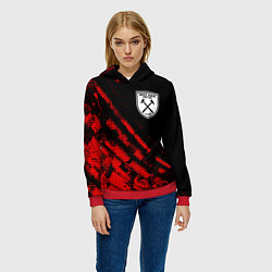 Толстовка-худи женская West Ham sport grunge, цвет: 3D-красный — фото 2