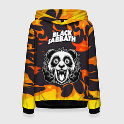 Толстовка-худи женская Black Sabbath рок панда и огонь, цвет: 3D-черный