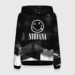 Толстовка-худи женская Nirvana текстура рок, цвет: 3D-черный