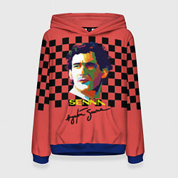 Толстовка-худи женская Айртон Сенна гонщик, цвет: 3D-синий