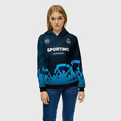 Толстовка-худи женская Sporting legendary форма фанатов, цвет: 3D-черный — фото 2
