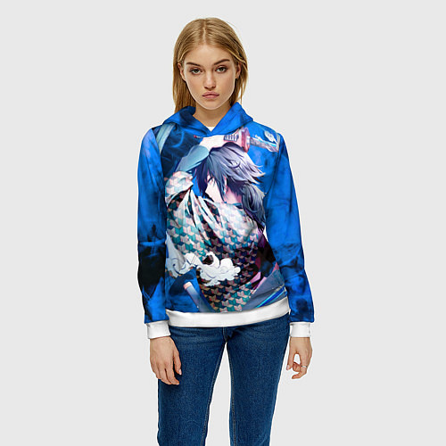 Женская толстовка Гию Томиока из Клинка рассекающего демонов / 3D-Белый – фото 3
