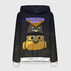 Толстовка-худи женская Chicken gun space, цвет: 3D-белый