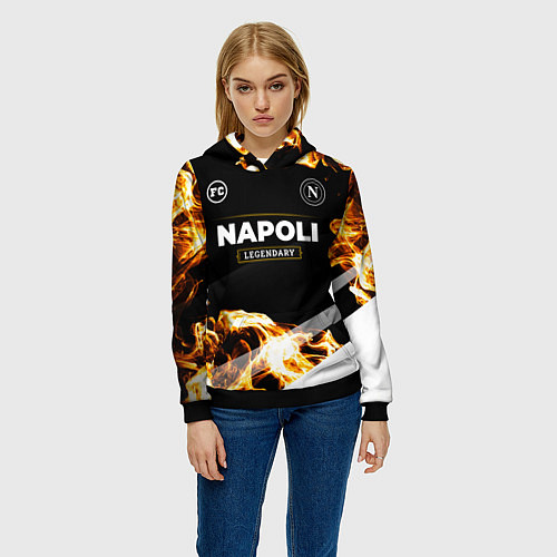 Женская толстовка Napoli legendary sport fire / 3D-Черный – фото 3