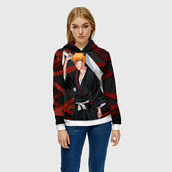 Толстовка-худи женская Ичиго Куросаки из Блича, цвет: 3D-белый — фото 2