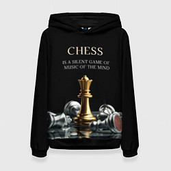 Толстовка-худи женская Тихая игра музыки разума, цвет: 3D-черный