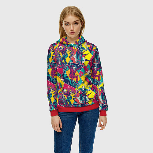 Женская толстовка Езда на велосипеде BMX и скейтборде / 3D-Красный – фото 3