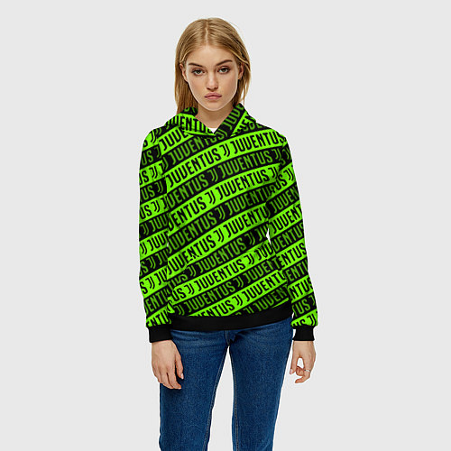 Женская толстовка Juventus green pattern sport / 3D-Черный – фото 3