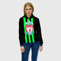 Толстовка-худи женская Liverpool line green, цвет: 3D-синий — фото 2