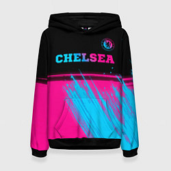 Толстовка-худи женская Chelsea - neon gradient посередине, цвет: 3D-черный