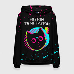 Толстовка-худи женская Within Temptation - rock star cat, цвет: 3D-черный