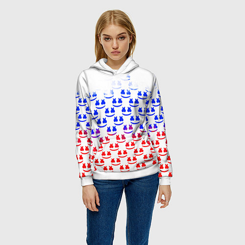 Женская толстовка Marshmello russia color / 3D-Белый – фото 3