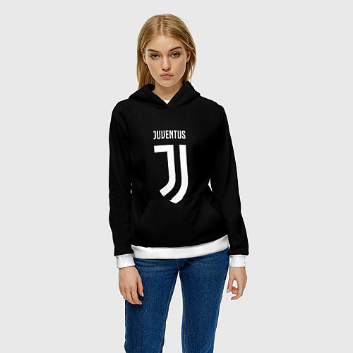 Женская толстовка Juventus sport fc белое лого / 3D-Белый – фото 3