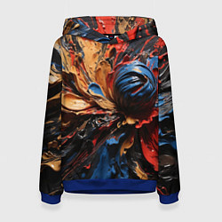 Толстовка-худи женская Красные красочные брызги, цвет: 3D-синий