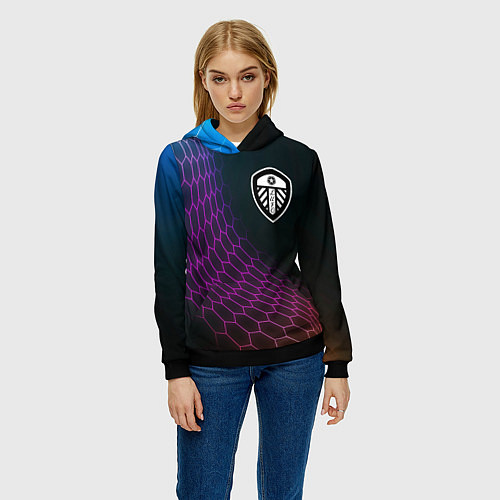Женская толстовка Leeds United футбольная сетка / 3D-Черный – фото 3