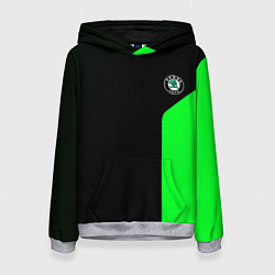 Толстовка-худи женская Skoda pattern sport green, цвет: 3D-меланж