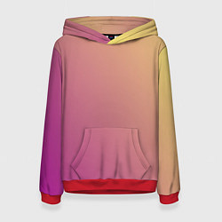 Толстовка-худи женская Градиент желтый малиновый по диагонали, цвет: 3D-красный