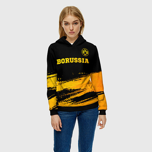 Женская толстовка Borussia - gold gradient посередине / 3D-Черный – фото 3